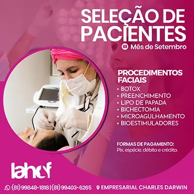 Seja Paciente Modelo Facial para o mês de setembro de 2024